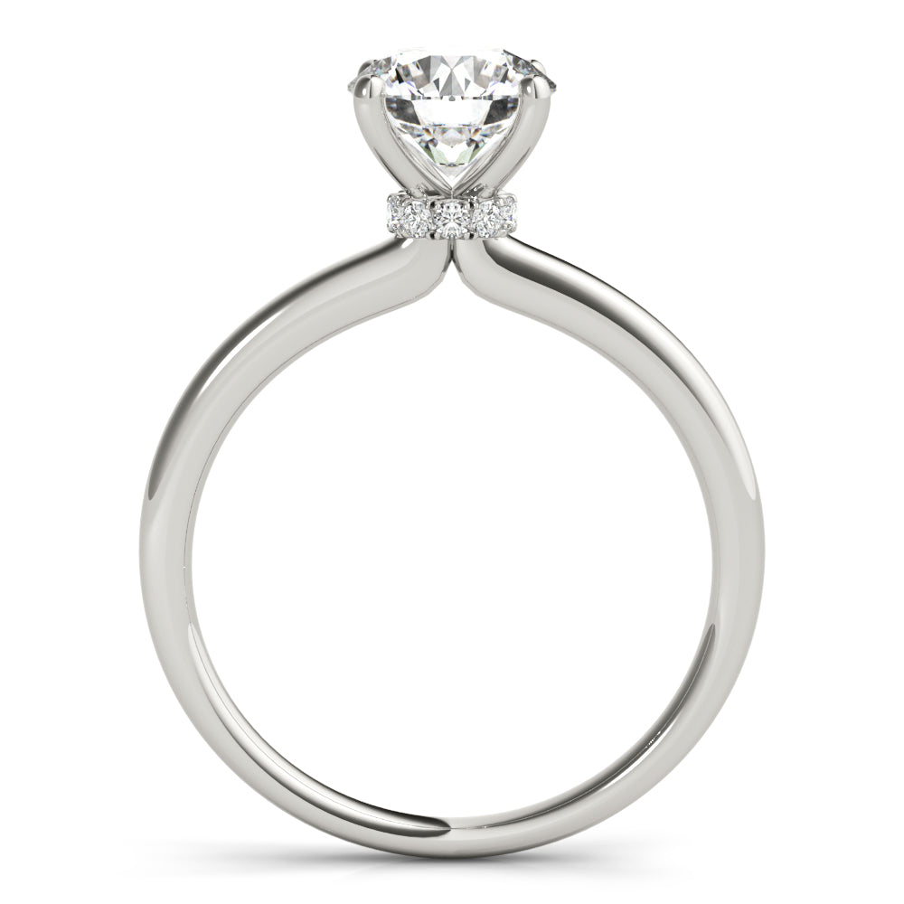 14K White Gold Round Brilliant Hidden Halo Closed Gallery Diamond Engagement Ring (1.10ctw) 