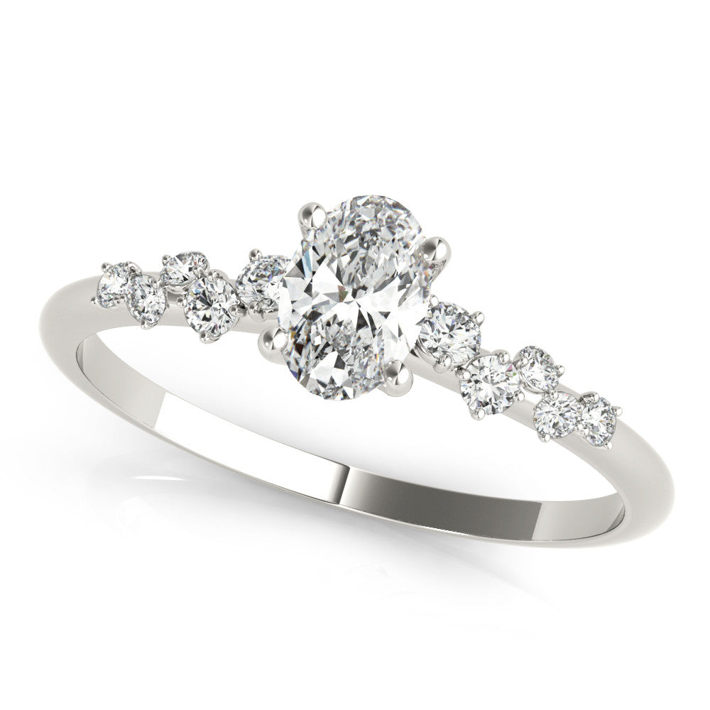 14K White Gold Lab-Grown Oval Diamond Engagement Ring With Accents - Options Available