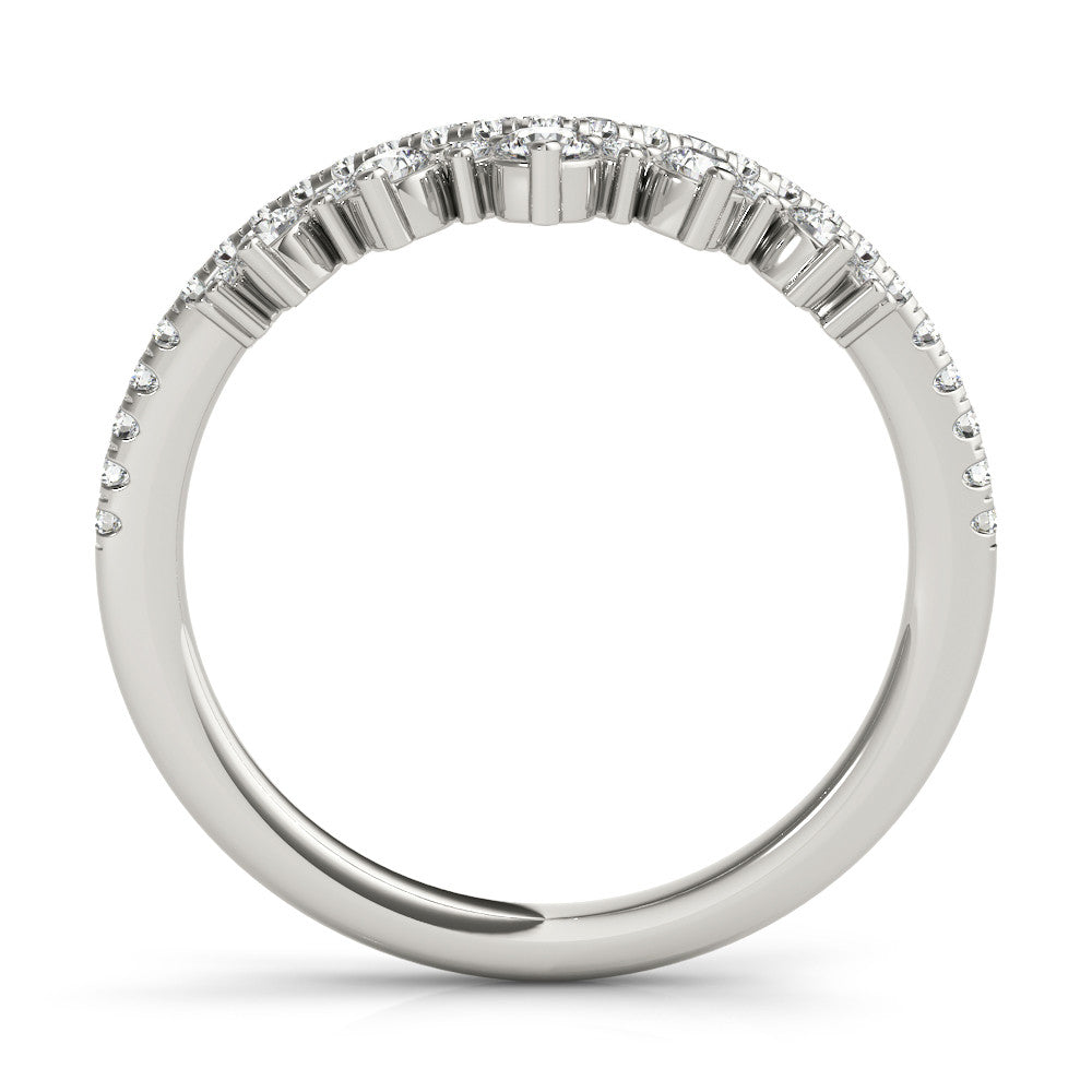 14K White Gold Round Brilliant Diamond Curved Wedding Ring (.38ctw) 