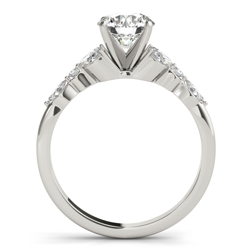 14K White Gold Lab-Grown Round Brilliant Diamond Floral Inspired Engagement Ring - Options Available