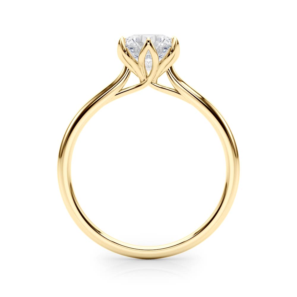 14K Yellow Gold Round Brilliant Diamond Tulip Head 6 Prong Solitaire Engagement Ring (1ct)