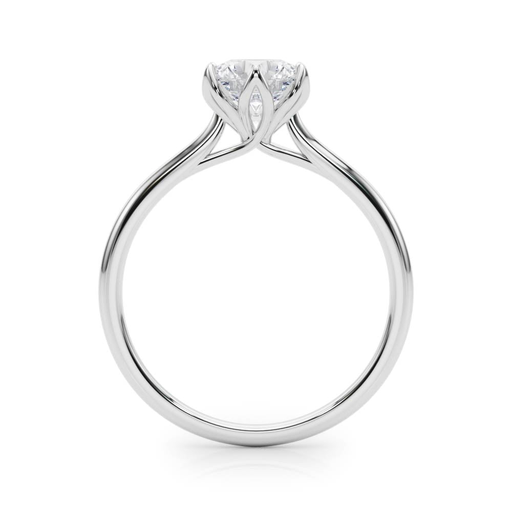 14K White Gold Round Brilliant Diamond Tulip Head 6 Prong Solitaire Engagement Ring (1ct) 