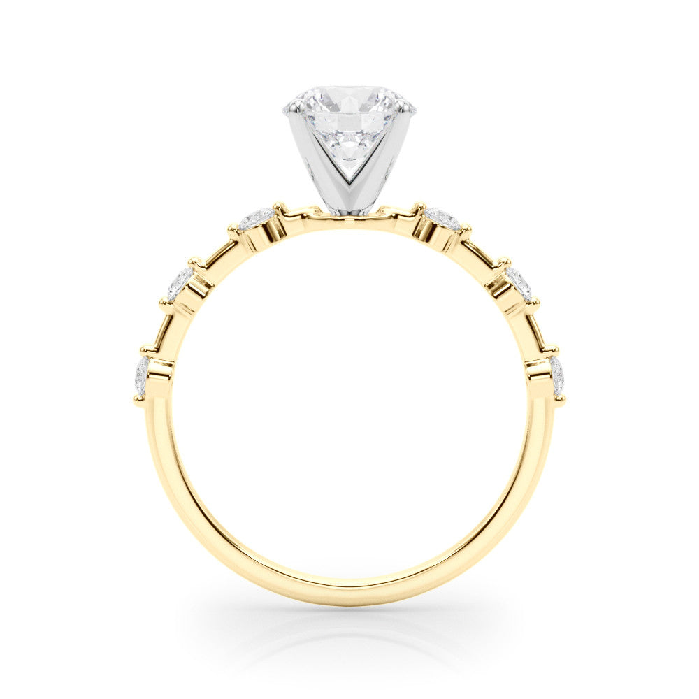 14K Yellow Gold Lab-Grown Round Brilliant Diamond Scattered Diamond Engagement Ring