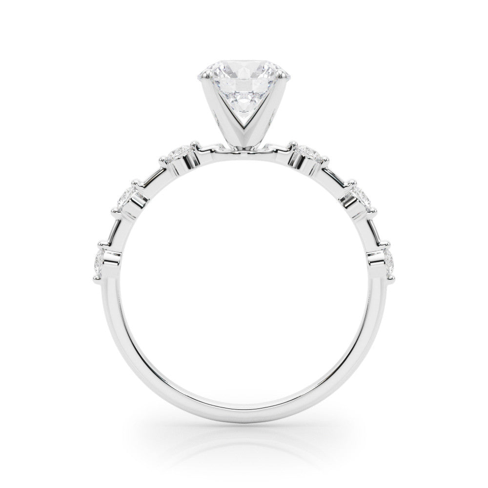 14K White Gold Lab-Grown Round Brilliant Diamond Scattered Diamond Engagement Ring