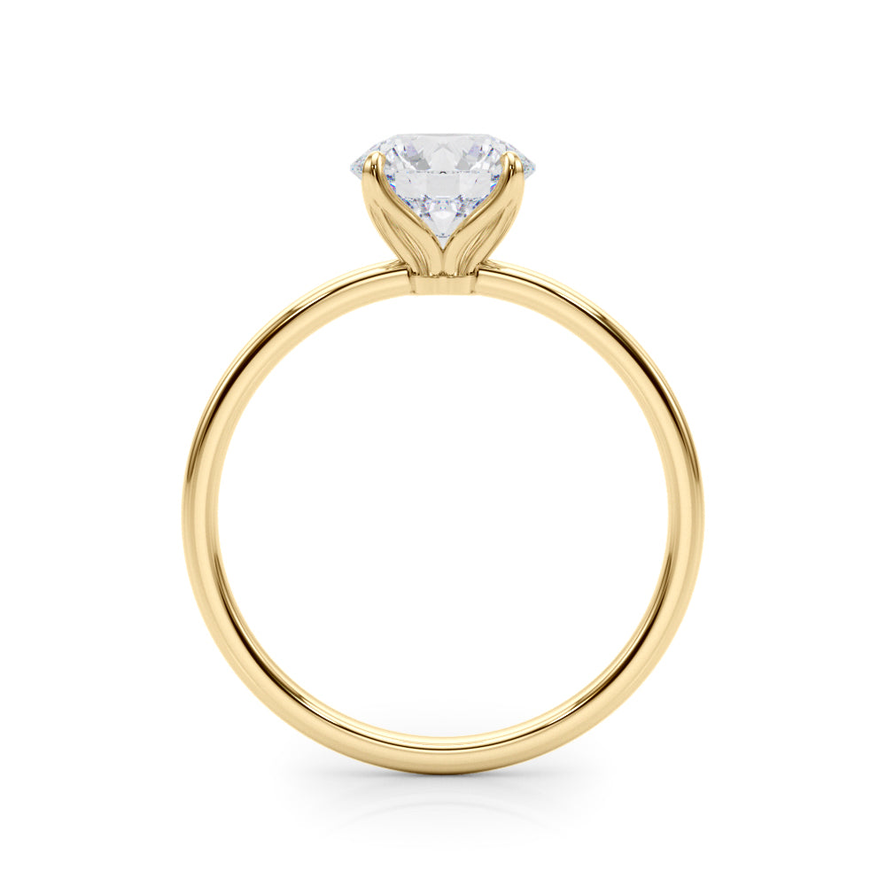 14K Yellow Gold Round Brilliant Tulip Head Solitaire Diamond Engagement Ring (1ctw)