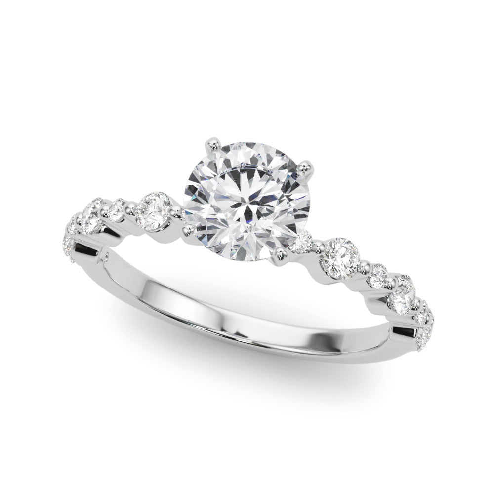 14K White Gold Lab-Grown Round Brilliant Diamond Shared Prong Engagement Ring - Options Available
