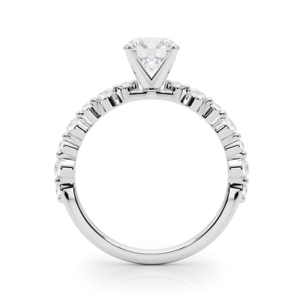 14K White Gold Lab-Grown Round Brilliant Diamond Shared Prong Engagement Ring - Options Available