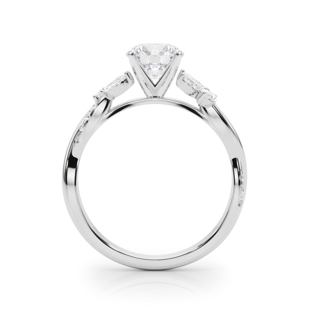 14K White Gold Lab-Grown Round Brilliant Diamond Floral Inspired Engagement Ring - Options Available