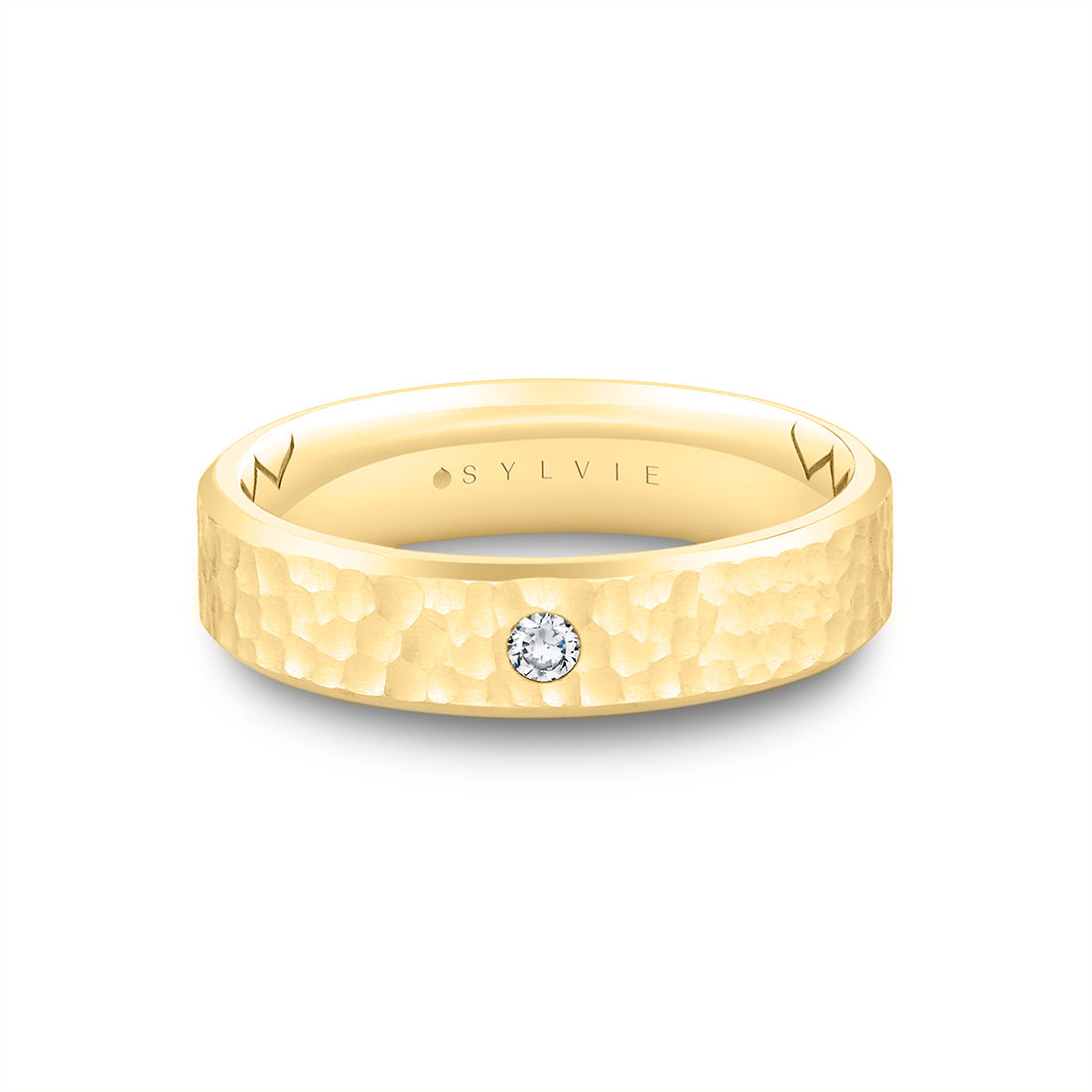 Shell Ascend Hammered Diamond Mens Band - Nicolas