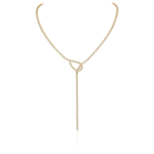 14K Yellow Gold Diamond Lariat Necklace