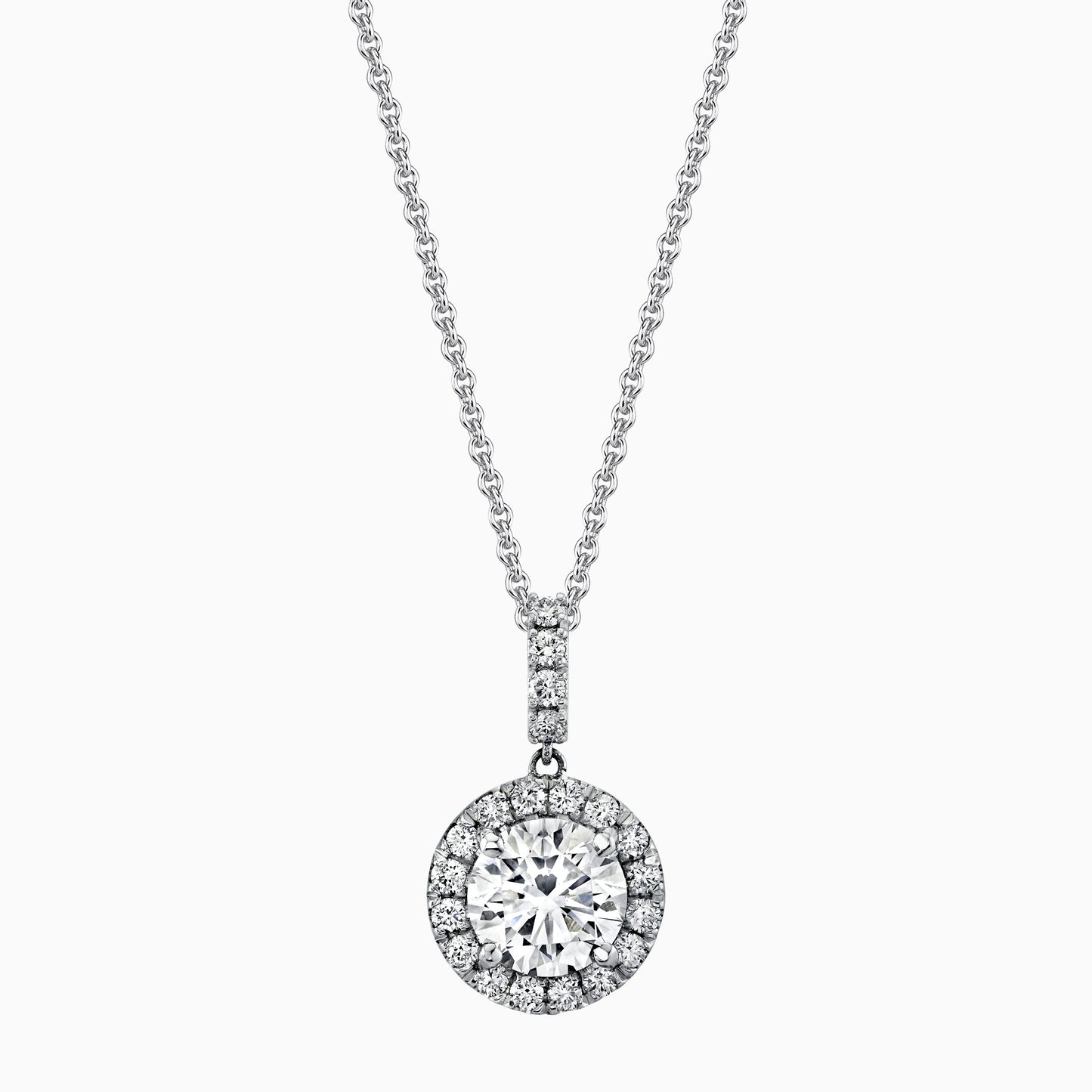 14K White Gold Round Diamond Halo Pendant (2.25ctw)