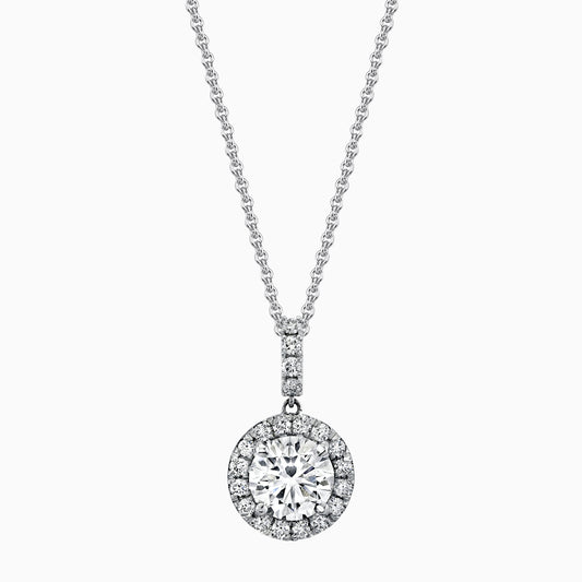 14K White Gold Round Diamond Halo Pendant (2.25ctw)