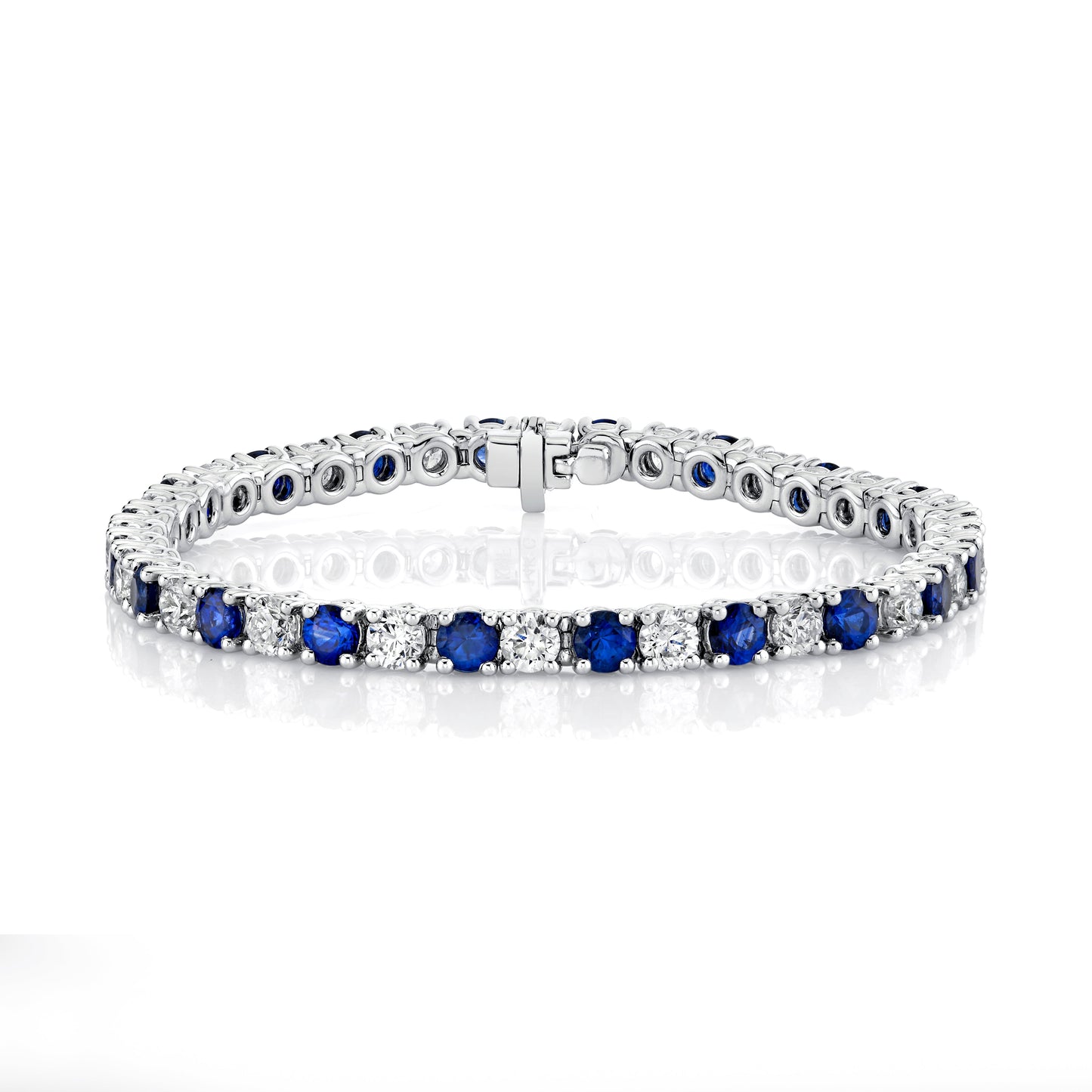 14K White Gold Sapphire & Diamond Tennis Bracelet (13.02ctw)