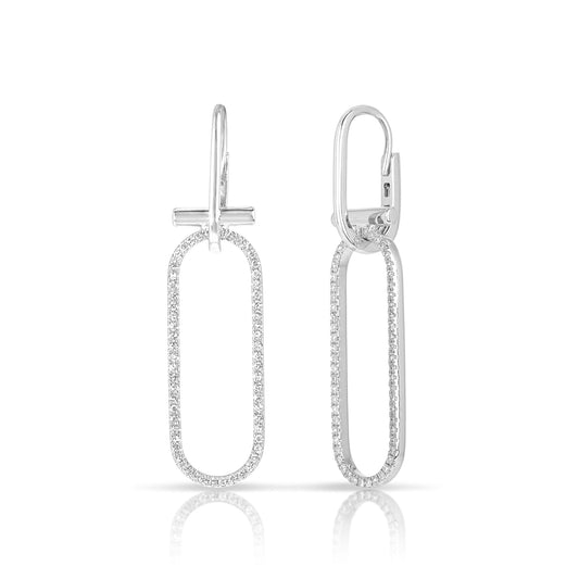 14K White Gold Convertible Paperclip Dangle Earrings (.31ctw)