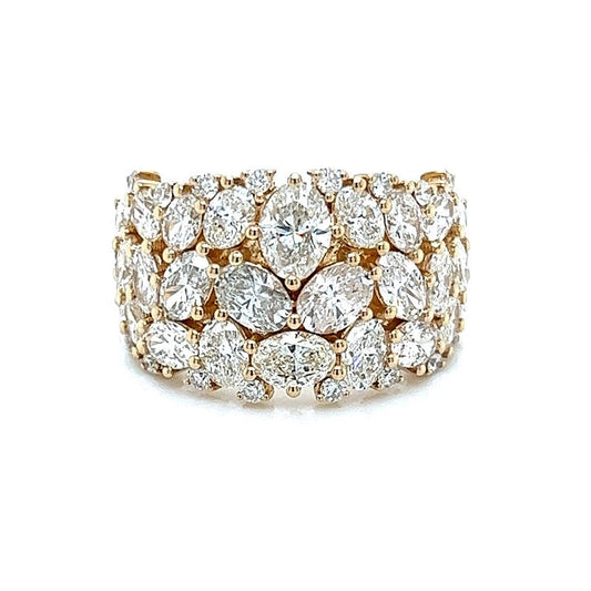 14K Yellow Gold Oval And Round Diamond Fashion Ring (3.97ctw)