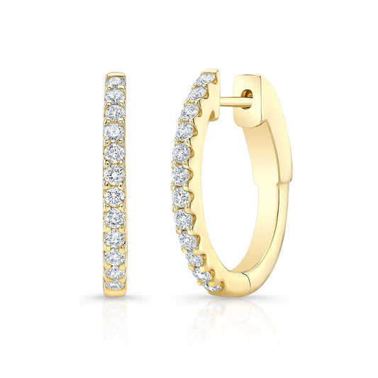 14K Yellow Gold Oval Shaped Pave Diamond Hoop Earrings (.49ctw)
