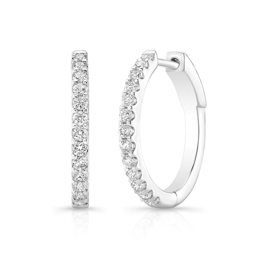 14K White Gold Diamond Hoop Earrings (.51ctw) 