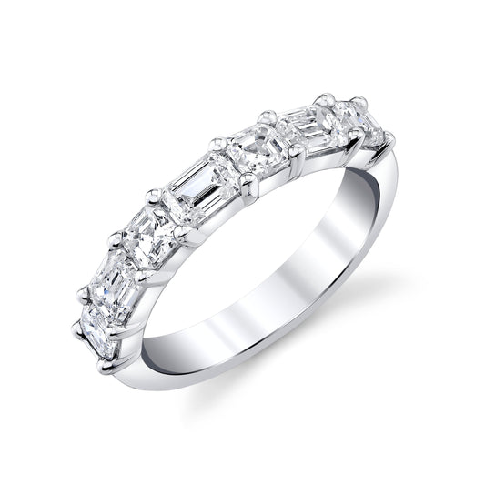 14K White Gold Emerald And Asscher Cut Diamond Ring (1.75ctw) 