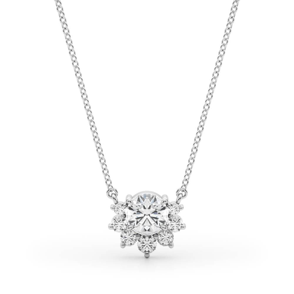 14K White Gold Round Brilliant Lab-Grown Diamond Fashion Pendant (.47ctw)
