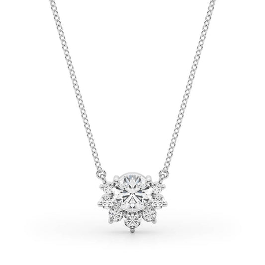 14K White Gold Round Brilliant Lab-Grown Diamond Fashion Pendant (.47ctw)