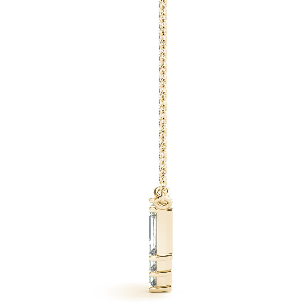 14K Yellow Gold Baguette And Round Lab-Grown Diamond Smile Necklace (.63ctw)