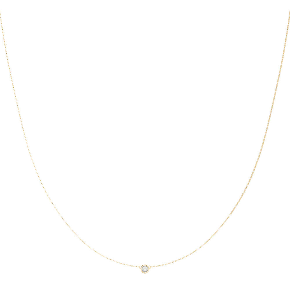 14K Yellow Gold Round Brilliant Lab-Grown Diamond Bezel Set Solitaire Necklace (.25ctw)