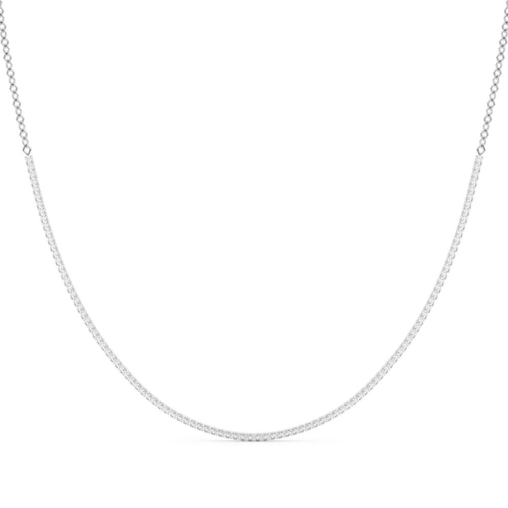 14K White Gold Round Lab-Grown Diamond Riviera And Bead Necklace (5.25ctw)