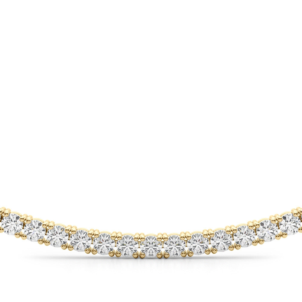 14K Yellow Gold Round Lab-Grown Diamond Riviera And Bead Necklace (5.25ctw)