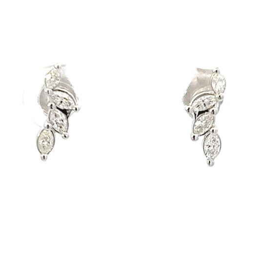 14K White Gold Marquise Diamond Ear Climbers (.35ctw) 