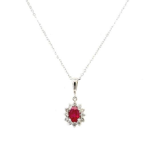 14K White Gold Ruby And Diamond Necklace (1.34ctw) 