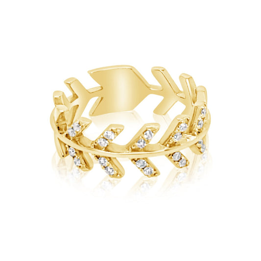 14K Yellow Gold Diamond Arrow Ring (.15ctw)