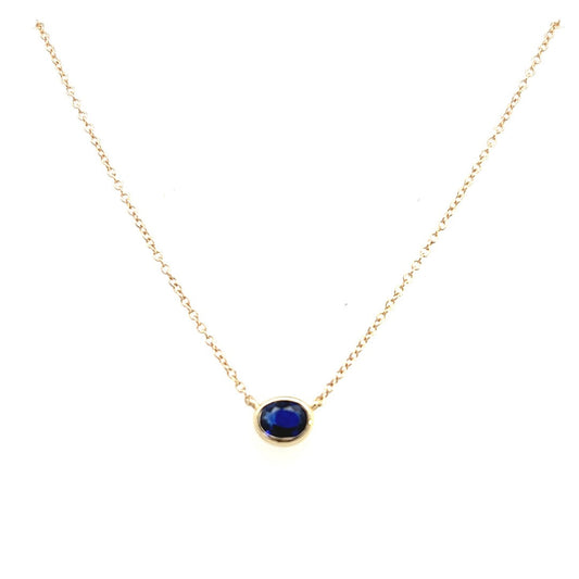 14K Yellow Gold Bezel Set Sapphire Necklace (.75ctw) 