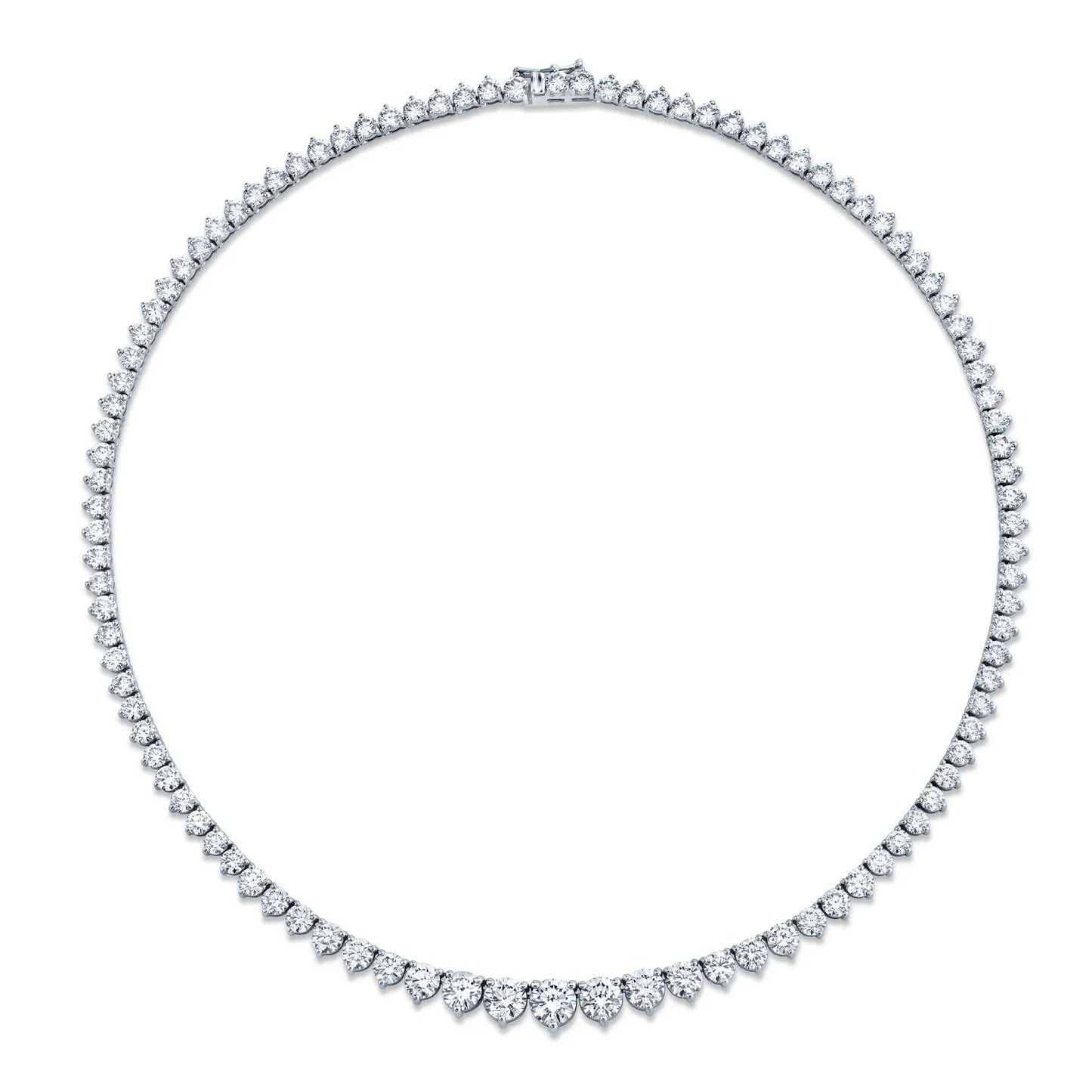 14K White Gold Graduated Diamond Riviera (15.03ctw)
