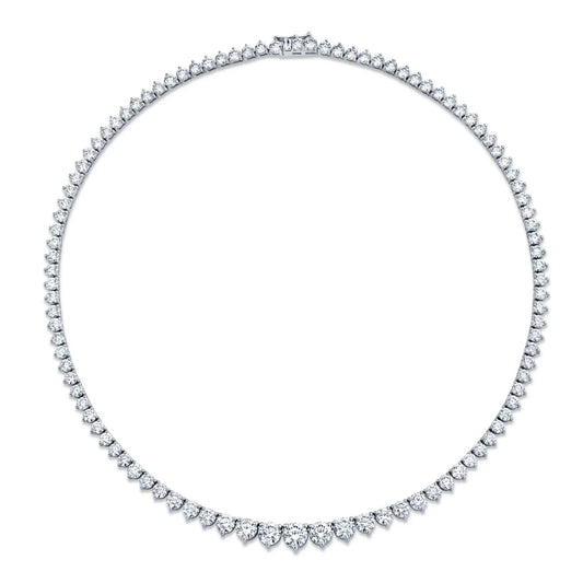 14K White Gold Graduated Diamond Riviera (15.03ctw)