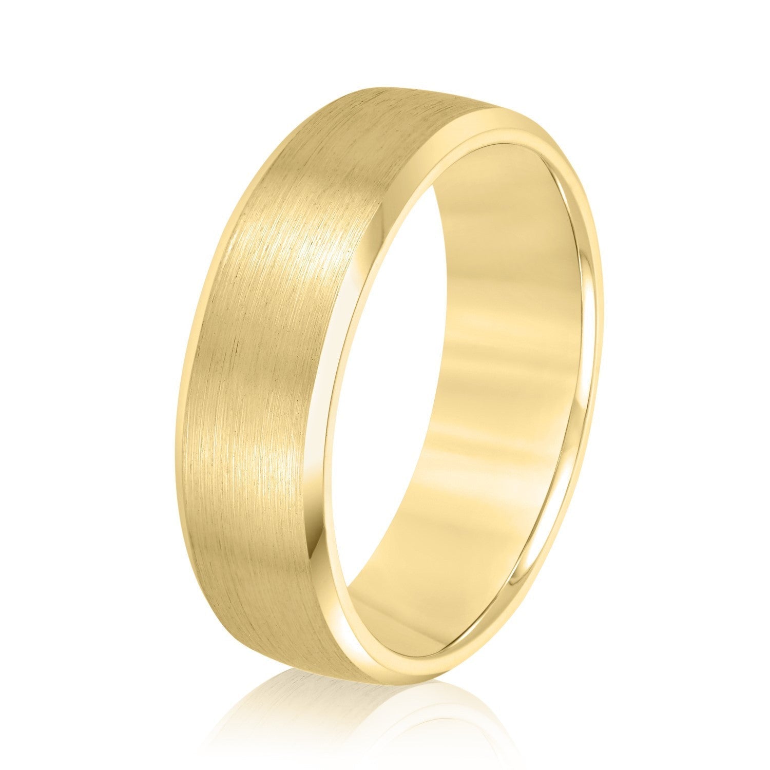 14K Yellow Gold Men's 6MM Wedding Ring With Satin Finish 