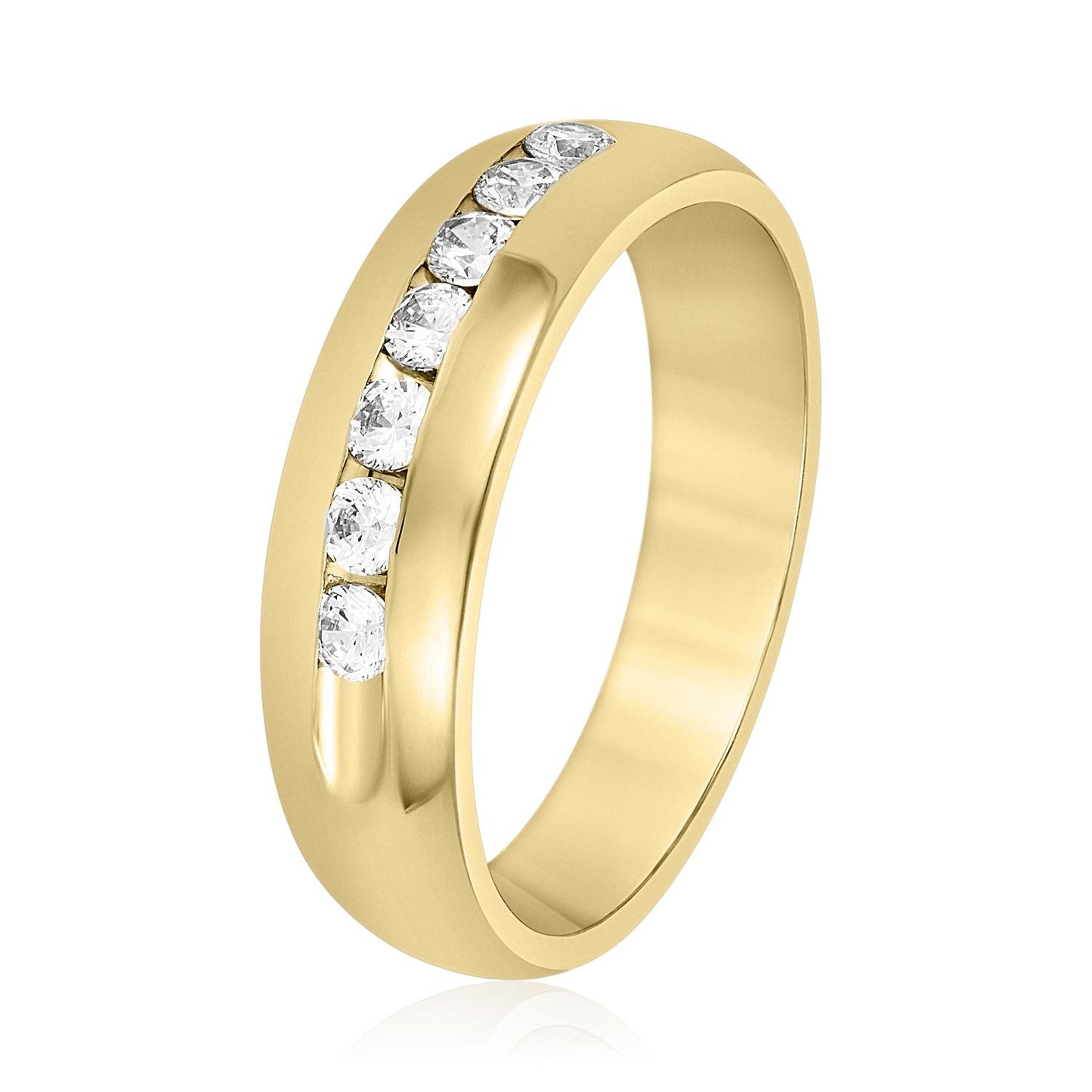 14K Yellow Gold Men's 6MM Domed Channel Set Wedding Ring (.50ctw)