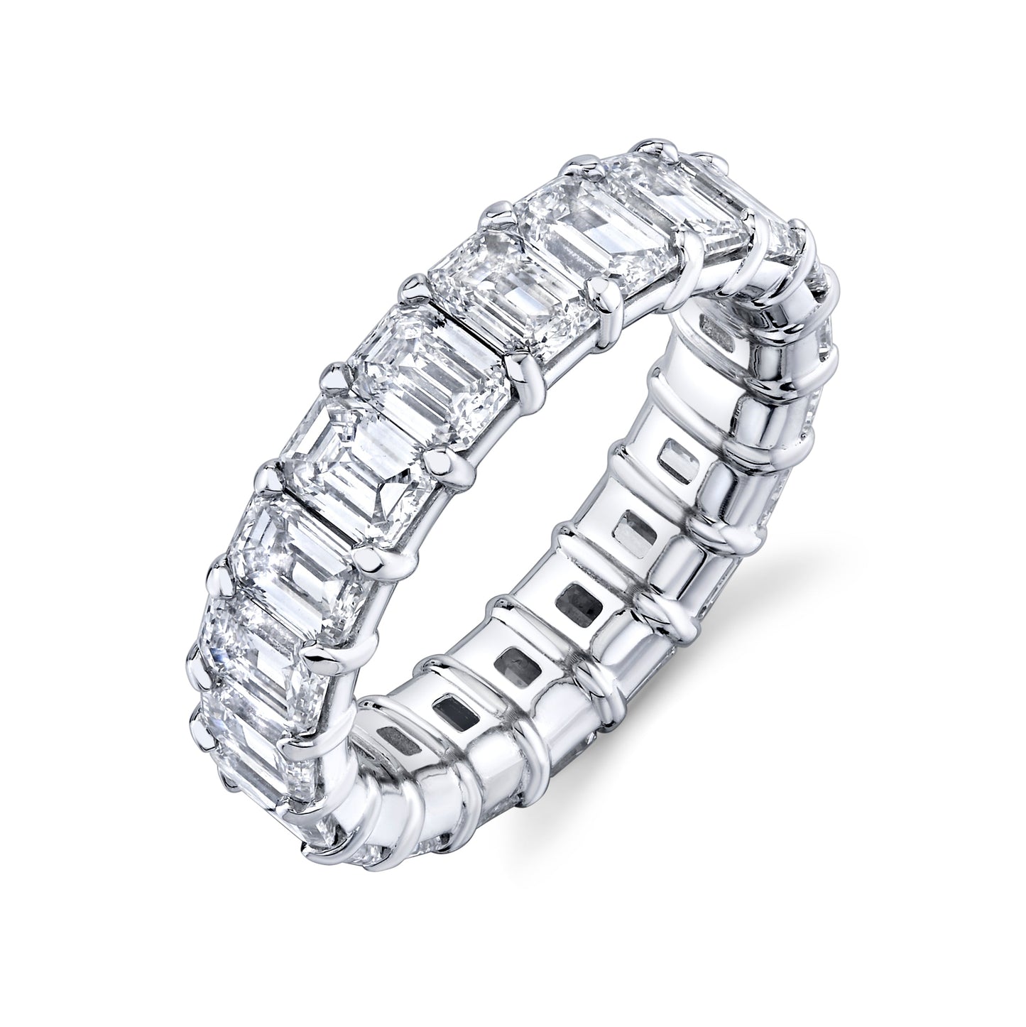 Platinum Emerald Cut Diamond Eternity Ring (6.40ctw) 