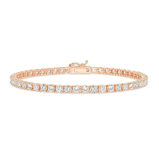 Rose Gold Classic Tennis Bracelet With Lab-Grown Round Brilliant Diamonds 
