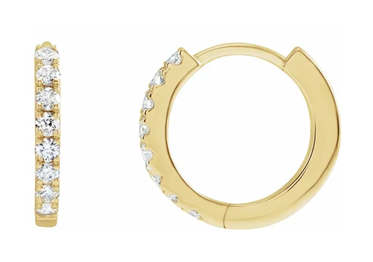 14K Yellow Gold 12mm Lab-Grown Diamond Hoop Earrings