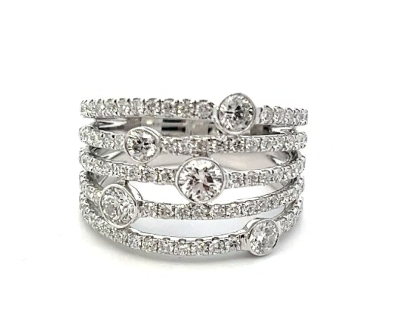 18K White Gold Diamond Bubble Ring (1.49ctw)