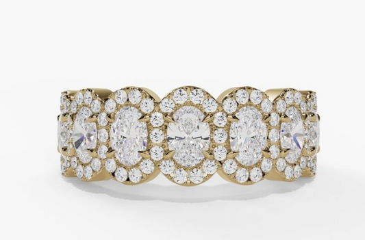 14K Yellow Gold Oval And Round Diamond Halo Ring (2.70ctw)