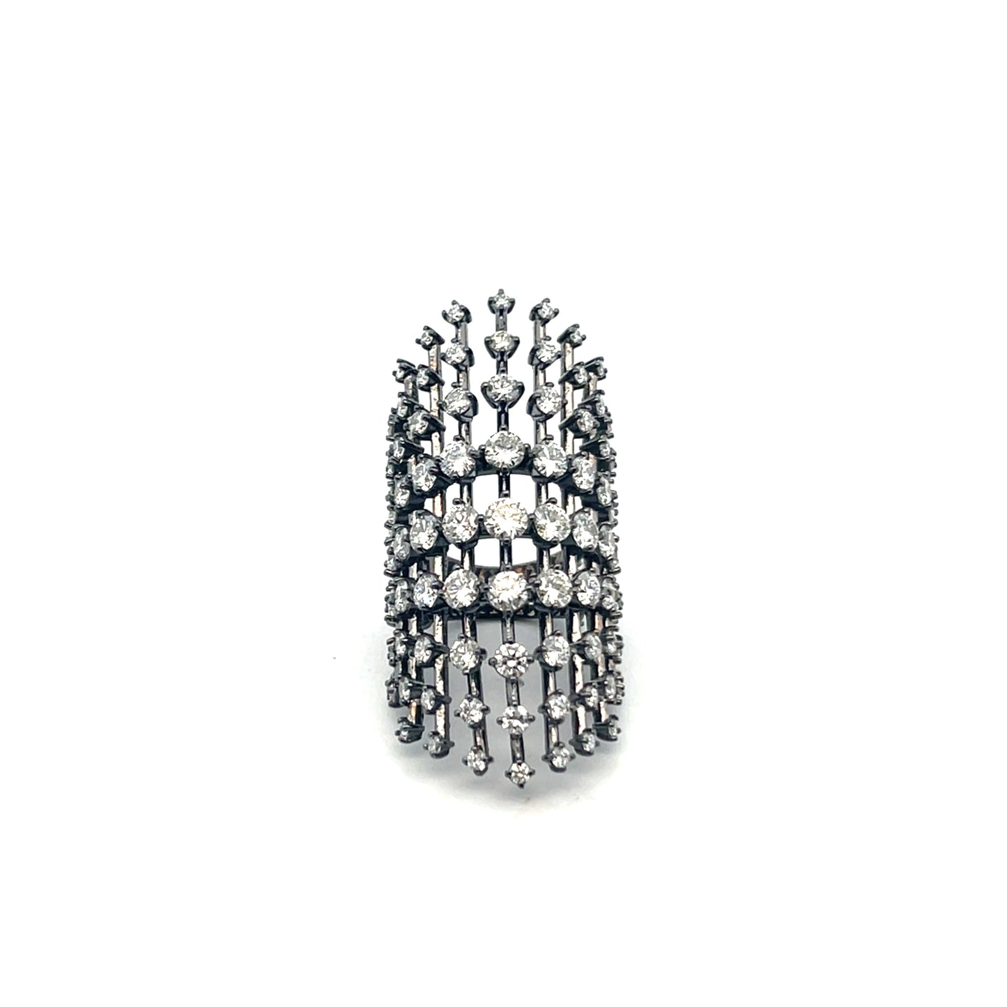 14K White Gold Diamond and Black Rhodium Cage Ring (5.62ctw)