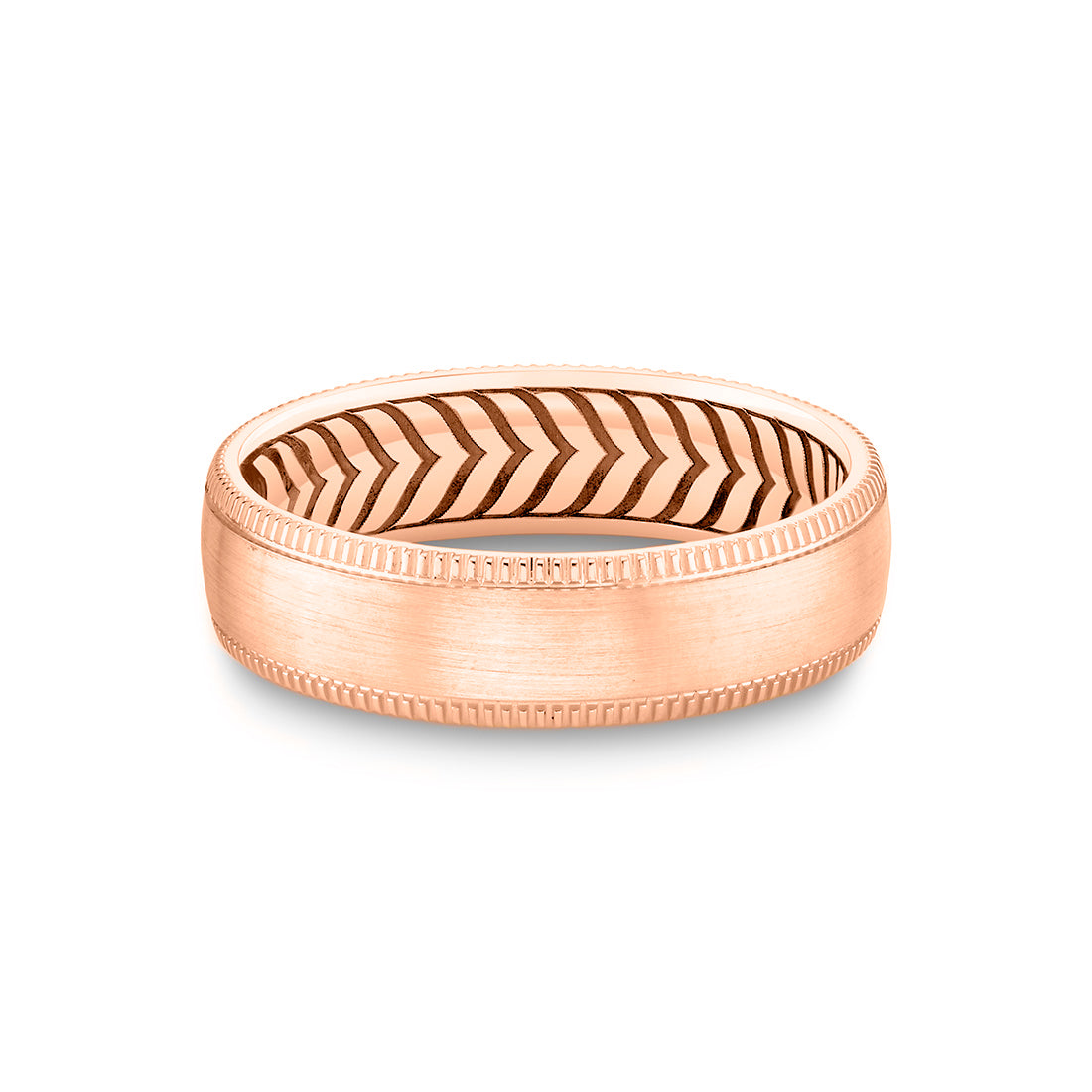 Shell Apex Brushed Mens Band with Milgrain Detailing - Edward