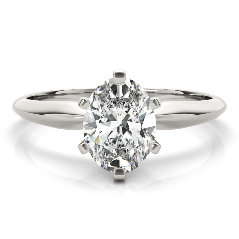 14K White Gold Oval Diamond Six Prong Solitaire Engagement Ring (1ct) 