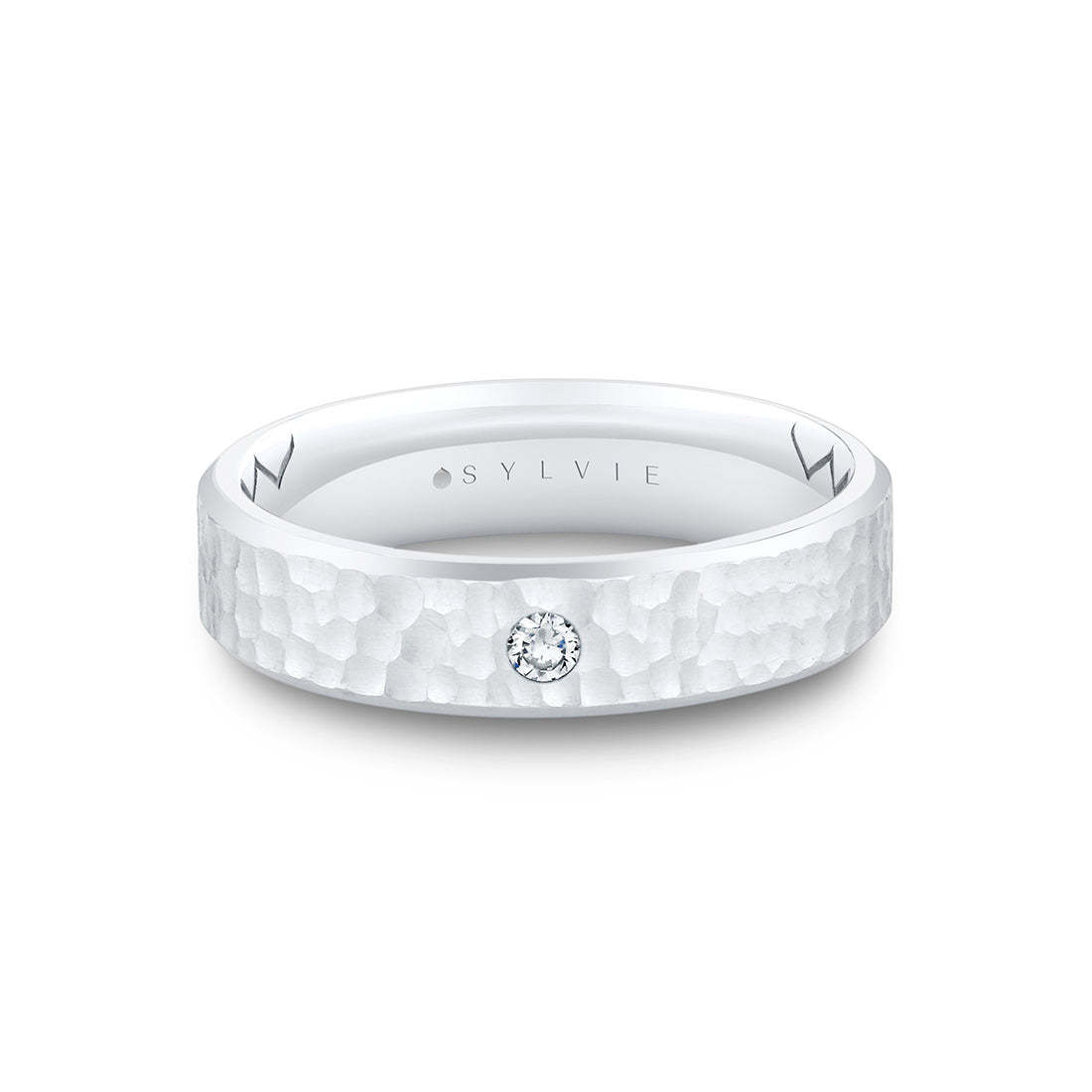 Shell Ascend Hammered Diamond Mens Band - Nicolas