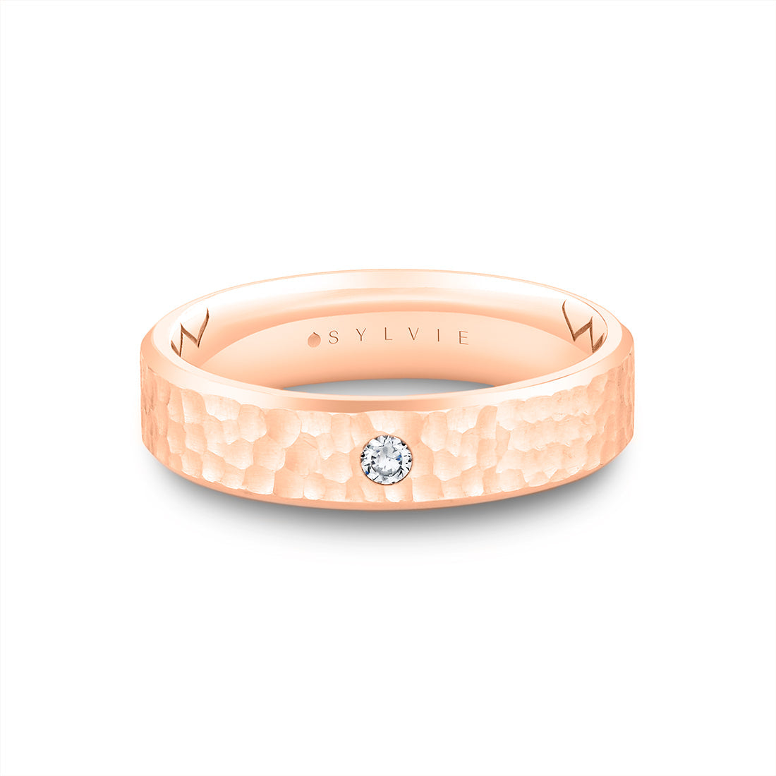 Shell Ascend Hammered Diamond Mens Band - Nicolas