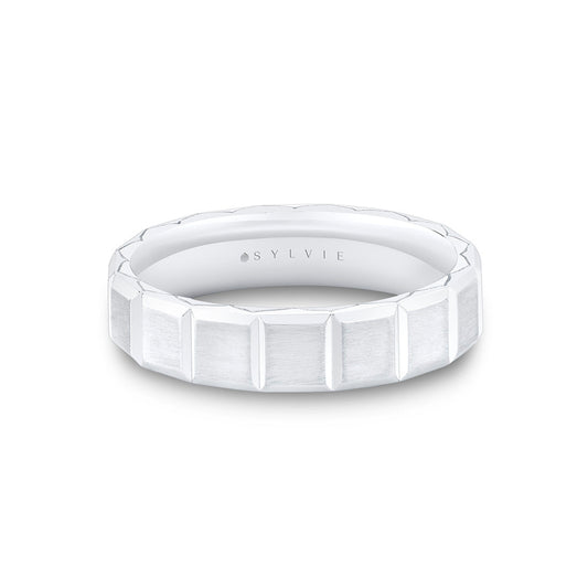Fluted Shell Geometric Brushed Mens Band - Benedict