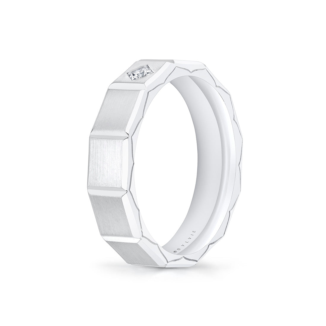 Fluted Shell Geometric Brushed Mens Band - Charles