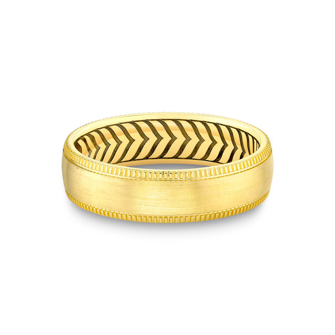 Shell Apex Brushed Mens Band with Milgrain Detailing - Edward