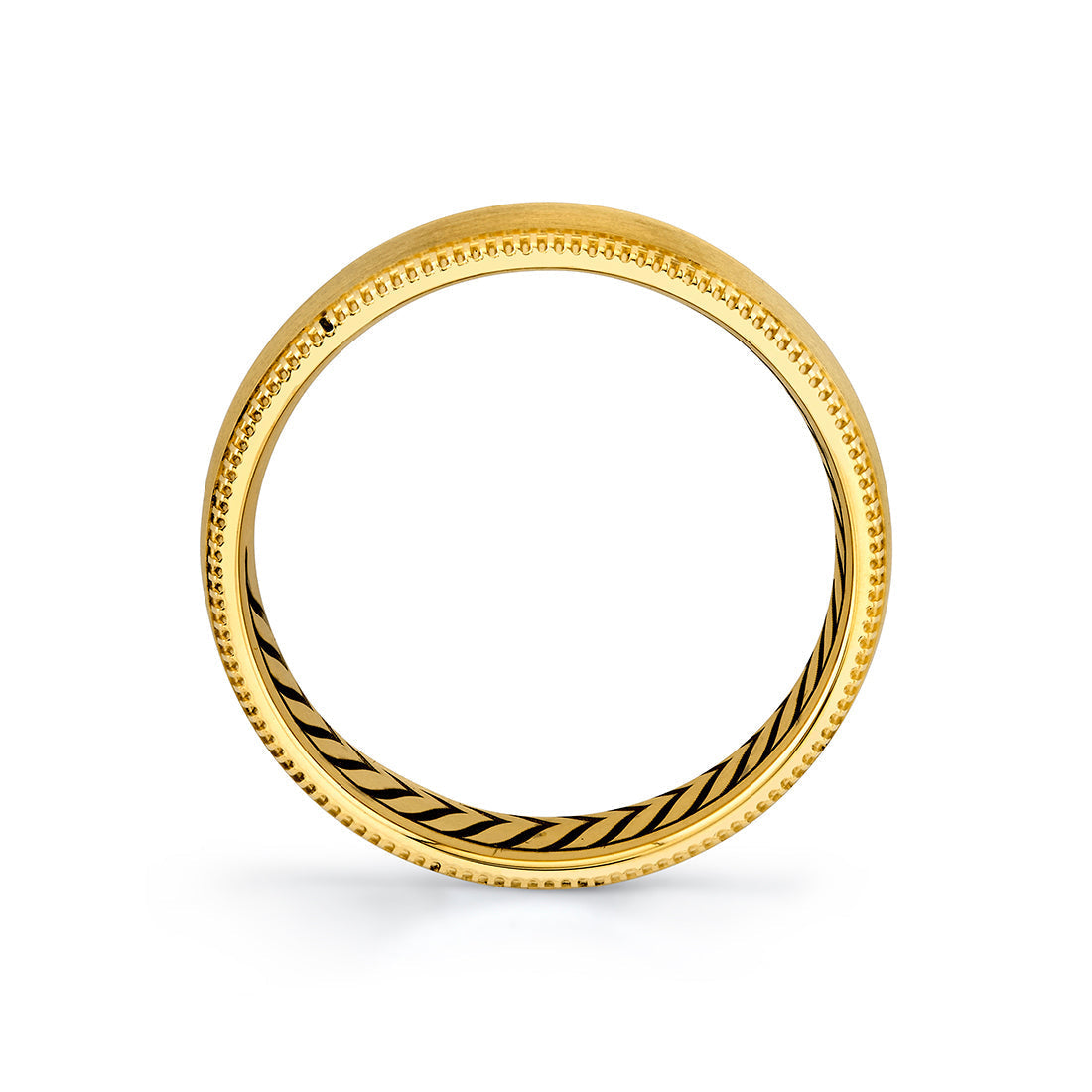 Shell Apex Brushed Mens Band with Milgrain Detailing - Edward